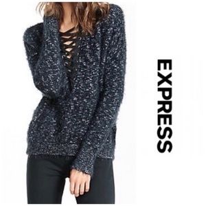 EXPRESS • Eyelash Lace Up Sweater XS